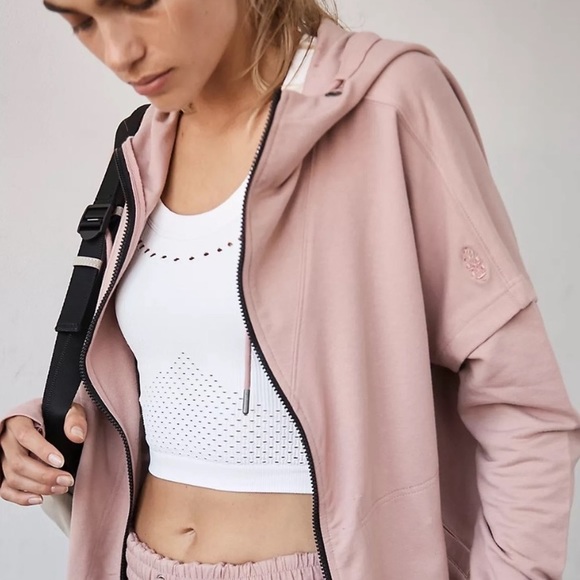 NWT Free People All Day Everyday Zip Up Mauve - Picture 3 of 8